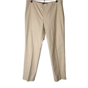 LAFAYETTE 148 Ankle Pants‎ Women’s 14 Beige Bleecker Side Zip Cotton Elastane